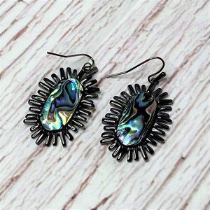 Kendra Scott Black Abalone Earrings with Gunmetal